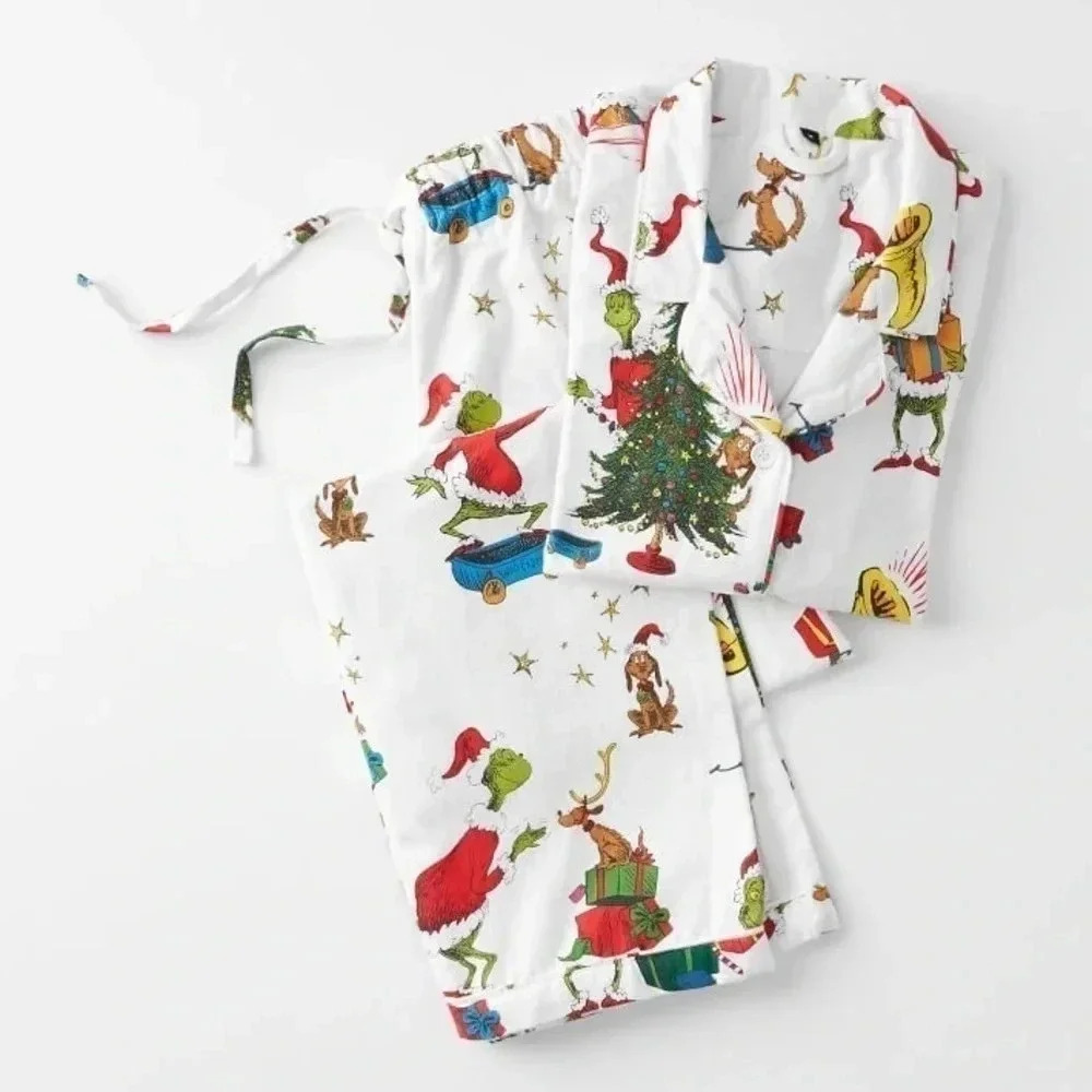 Dr.Seuss's The Grinch & Max Organic Flannel Pajama Set-XXS-NEW-Pottery Barn Teen